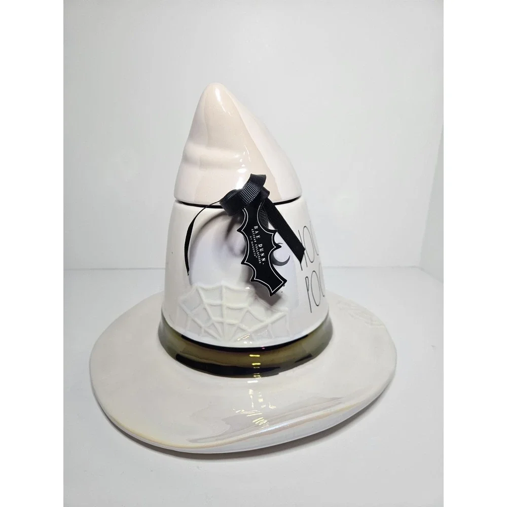 Rae Dunn Hocus Pocus Witch Hat Cookie Jar Pink Iridescent Halloween Ceramic NEW